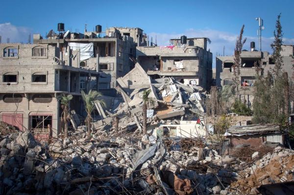 Clădiri distruse în Fâșia Gaza
