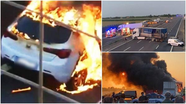 Atac cu explozii şi împuşcături asupra unei maşini blindate, pe autostrada A1 din Italia. Tâlharii au pus cuie pe asfalt și au blocat drumul