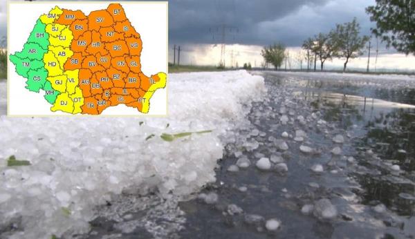 Cod portocaliu de ploi torenţiale, grindină și vijelii puternice în Bucureşti şi mai bine de jumătate de ţară