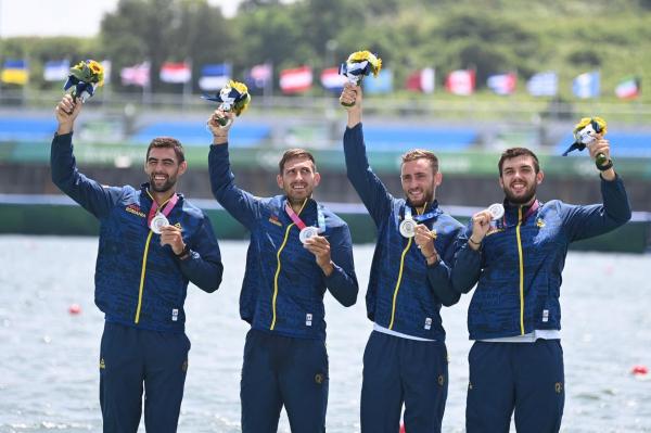 A treia medalie pentru România la Jocurile Olimpice de la Tokyo: echipajul de patru rame masculin, argint la canotaj