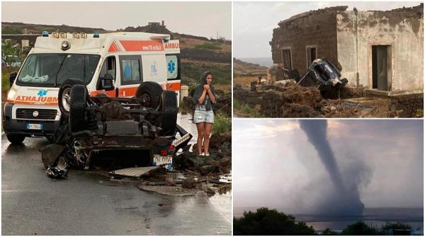 Teroare pe o insulă din Sicilia, un vârtej uriaș pornit din mare a făcut ravagii pe uscat: "A fost o scenă apocaliptică"