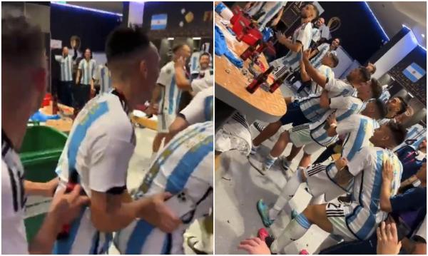 Cum au sărbătorit jucătorii Argentinei la vestiare victoria împotriva Franţei