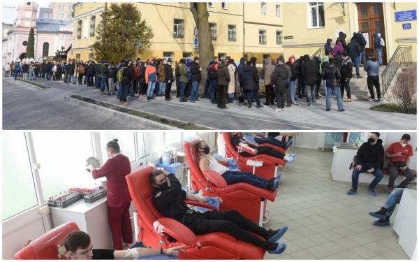 Mobilizare impresionantă: Ucrainenii stau la coadă la centrele de transfuzii din Liov ca să doneze sânge pentru armată