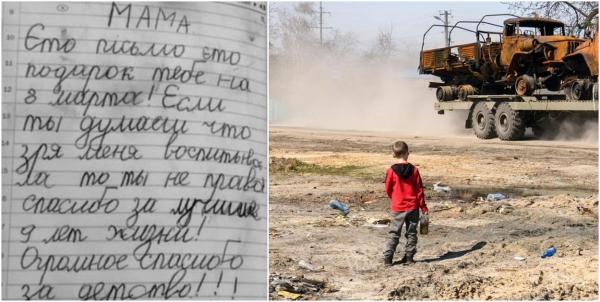 Băiețel de 9 ani, scrisoare pentru mama ucisă de ruși: "Voi fi bun, ca să vin la tine în Rai"