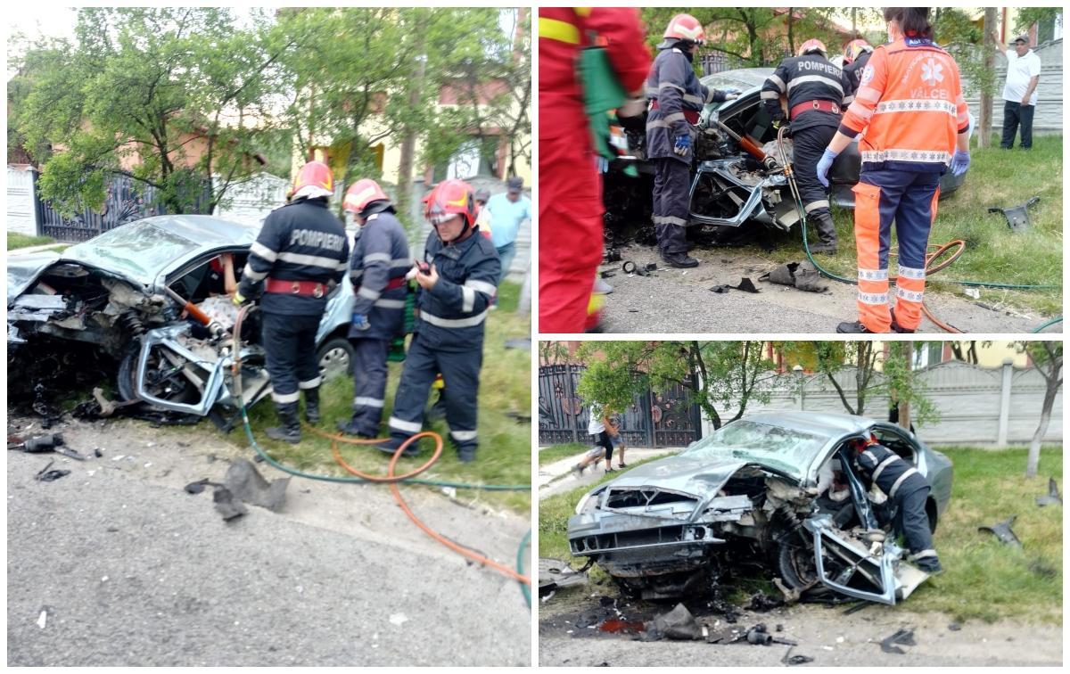 Patru persoane, rănite după ce două autoturisme s-au ciocnit pe un drum judeţean din Vâlcea. O maşină s-a făcut praf în urma impactului