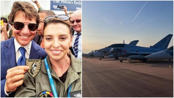 Tom Cruise s-a fotografiat cu o aviatoare româncă, la un show aviatic din Marea Britanie. Mesajul transmis de MApN