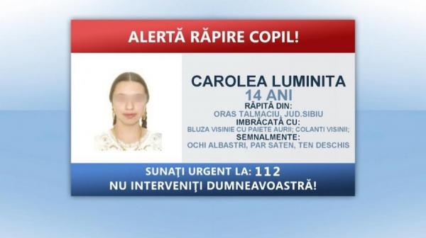 Patru bărbați și o femeie, reținuți de autorități după dispariția fetei de 14 ani din Sibiu
