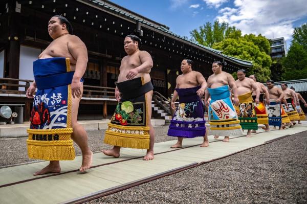 Fiecare luptător de sumo avea în jur de 120 kg
