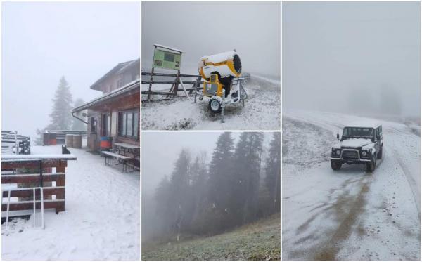Ninge în masivul Postăvarul. Meteorologii anunță zăpadă și viscol puternic la munte, în acest weekend