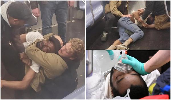 Momentul şocant în care un bărbat este sufocat până la moarte la metrou, în New York. Un fost puşcaş marin l-a ţinut la pământ timp de 3 minute