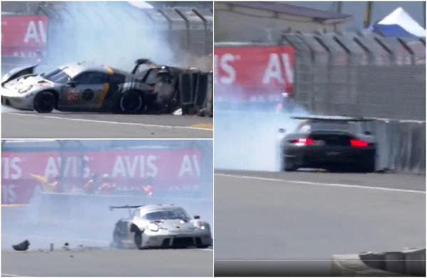 Michael Fassbender, accident de groază în cursa de la Le Mans. A pierdut controlul Porsche-ului și s-a înfipt într-un parapet