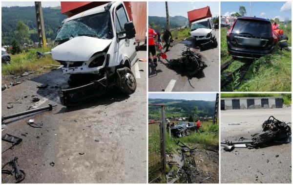 Un copil şi patru adulţi, răniţi după ce un autoturism a intrat în coliziune cu o autoutilitară, în Suceava. Maşinile s-au făcut praf în urma impactului violent