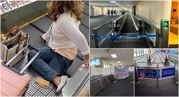Femeie de 57 de ani, cu piciorul amputat după ce s-a blocat într-o bandă rulantă din aeroportul din Bangkok. S-a împiedicat de o valiză