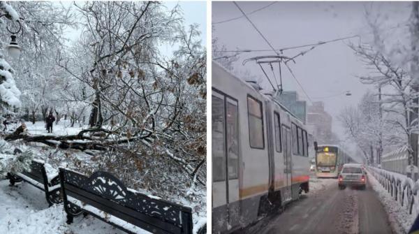 Haos în Capitală după doar o noapte de ninsoare: 60 de intervenții ale ISU, din cauza condițiilor meteo. 54 de mașini, avariate