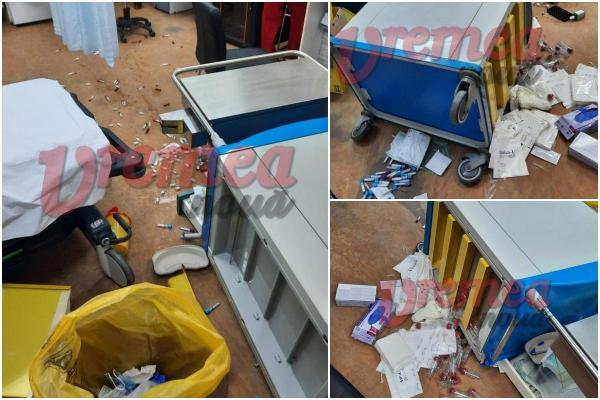 Un pacient agresiv a distrus salonul unui spital din Vaslui şi s-a luat la bătaie cu angajaţii. A făcut praf aparatura, mobilierul şi medicamentele