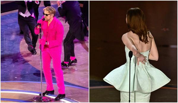 Momente virale la Premiile Oscar 2024: Ryan Gosling a cântat până când Emma Stone şi-a rupt rochia. Cum a reacţionat publicul la interpretarea lui "Ken"