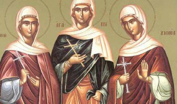 Sfintele Muceniţe Agapi, Hionia şi Irina sunt prăznuite pe 16 aprilie