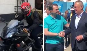 Sebastian Burduja şi-a depus candidatura la Primăriei Capitalei într-un mod spectaculos: a venit pe motor şi l-a provocat direct pe Nicuşor Dan