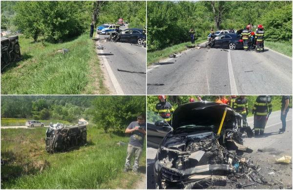 Prăpăd pe o șosea din Caraş-Severin. Șapte persoane, printre care trei copii, rănite după ce trei mașini s-au izbit violent