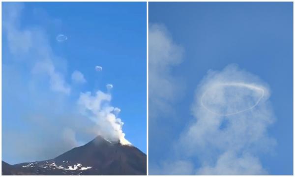 Fenomen rar. Muntele Etna aruncă "inele de fum"