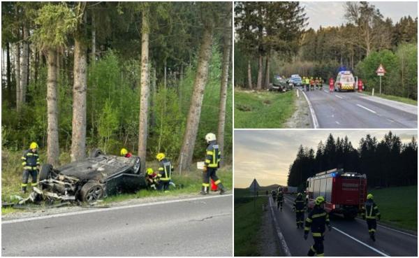 Tineri români spulberaţi de un şofer beat, pe un drum din Austria. Maşina lor a ricoşat într-un copac, apoi s-a răsturnat