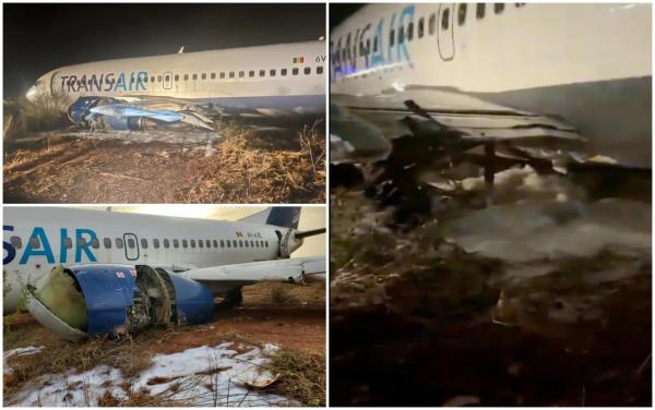 Momente de panică pe un aeroport din Senegal. Un avion Boeing cu 73 de pasageri a derapat pe pistă şi a izbucnit în flăcări