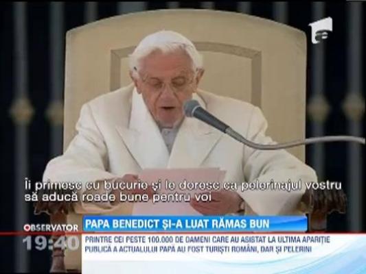 Papa Benedict al XVI-lea si-a luat ramas bun in limba romana