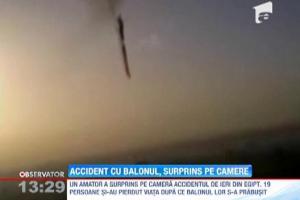 Accidentul in care un balon cu aer cald s-a prabusit in Egipt, surprins de catre un cameraman amator