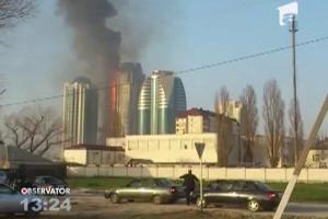 Blocul din Cecenia in care sta Gerard Depardieu a luat foc