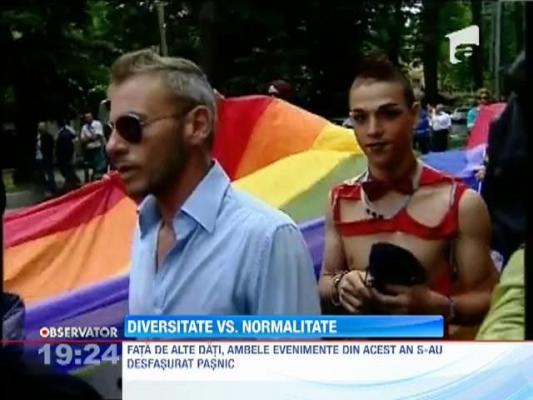 Sute de homosexuali si lesbiene au defilat in centrul Capitalei