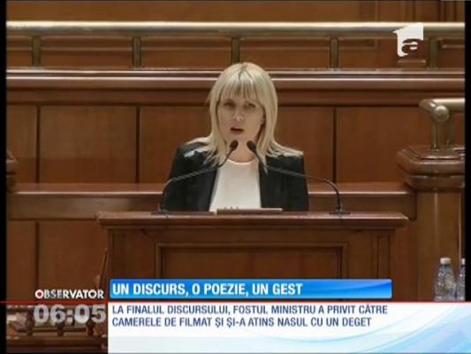 Elena Udrea a încercat să-şi convingă colegii să voteze în favoarea ei