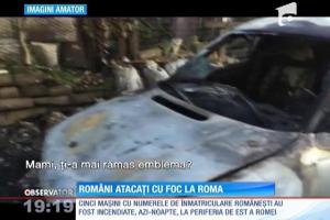 Cinci mașini cu numere românești, incendiate la Roma