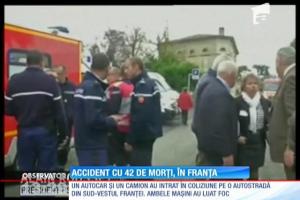 Update! Tragedie în Franţa: 42 de morţi, în urma coliziunii dintre un autocar şi un camion