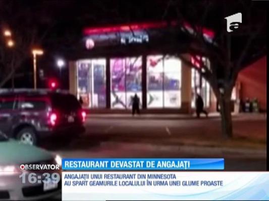 Angajaţii unui restaurant din Minnesota au spart geamurile localului în urma unei glume proaste