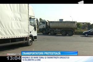 PROTEST SPONTAN al transportatorilor în Bucureşti şi în ţară: Traficul este blocat pe Şoseaua de Centură a Capitalei