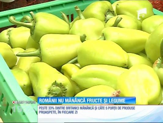 Peste 65% dintre români nu consumă, zilnic, fructe şi legume proaspete