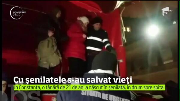 VIDEO DRAMATIC: S-a născut într-o şenilată blocată în zăpadă! O tânără din Constanţa a adus pe lume un băieţel în utilaj, asistată de doi paramedici
