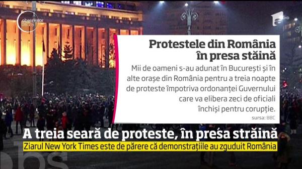 A treia noapte de proteste au avut ecou în presa internaţională