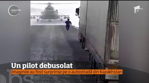 Ar putea primi titlul de cel mai debusolat pilot! Un elicopter a dat peste cap traficul de pe o autostradă din Kazakshtan (VIDEO)