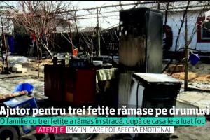 O familie cu TREI FETIȚE din Fetești a rămas pe drumuri, după ce un incendiu i-a mistuit complet casa. Acum, copilele au nevoie de ajutor!