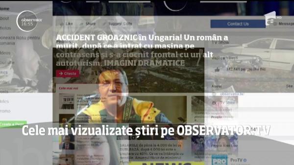 Cele mai vizualizate știri pe Observator.TV