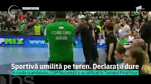 Scandal  la meciul de handbal, dintre CSM Bucureşti şi Ferencvaros: Portarul Paula Ungureanu a fost ATACATĂ de suporterii unguri