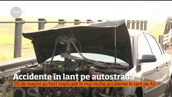 PATINOAR pe autostradă! 20 de mașini avariate, după mai multe accidente în lanț între Bucureşti-Piteşti