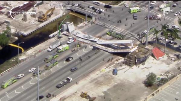 Pod prăbușit peste autostradă, la Miami. Patru morţi şi 10 răniţi, pasarela abia fusese inaugurată