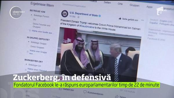 Mark Zuckerberg a fost audiat în Parlamentul European în scandalul Cambridge Analytica