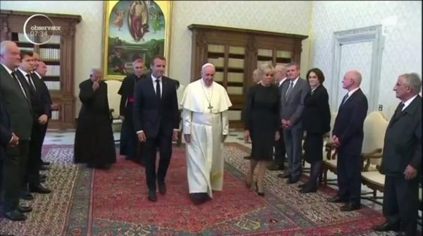 Papa Francisc l-a primit, la Vatican, pe preşedintele Franţei, Emmanuel Macron