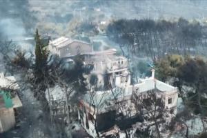 Imagini teribile filmate cu drona la incendiile din Grecia (Video)