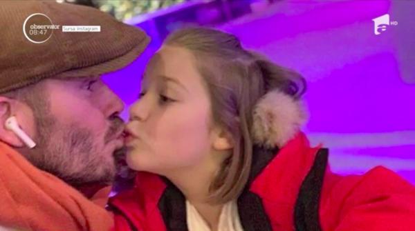 David Beckham, criticat pentru că şi-a sărutat fetiţa pe buze