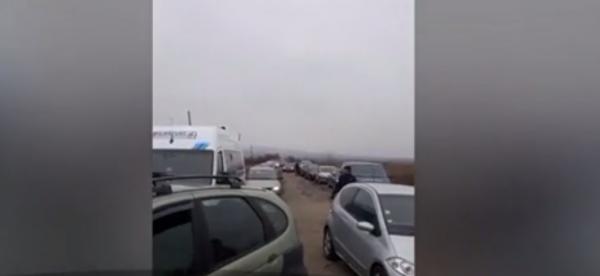 Protest al șoferilor din Caraș Severin față de starea proastă a Drumului Național 57