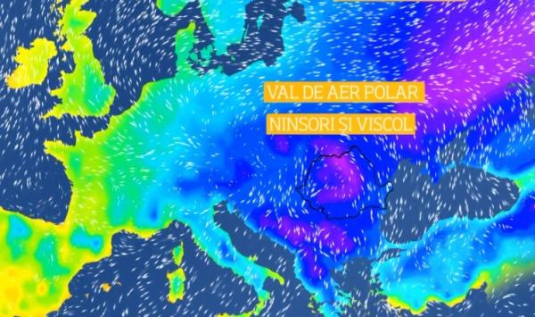 Val de aer polar spre România. Meteorologii anunţă viscol şi ger